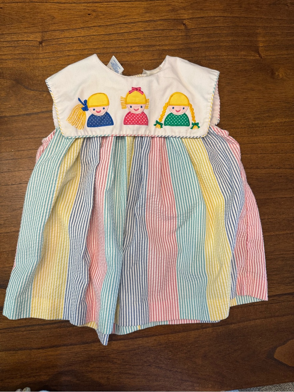 Nursery Rhyme Pastel Stripe Toddler Dress - Blue, Pink, Yellow, Green